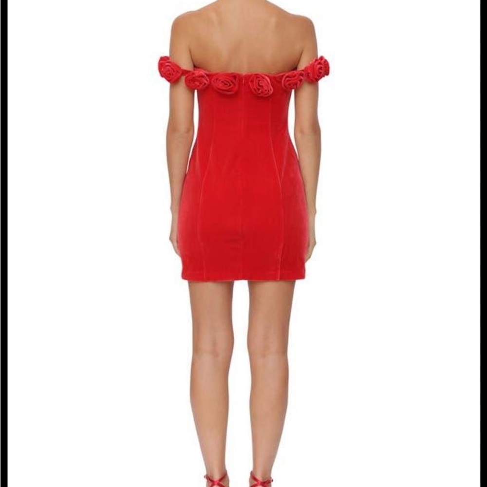 Avec Les Filles Rosette Velvet Off The Shoulder Mini Dress - Picture 3 of 7